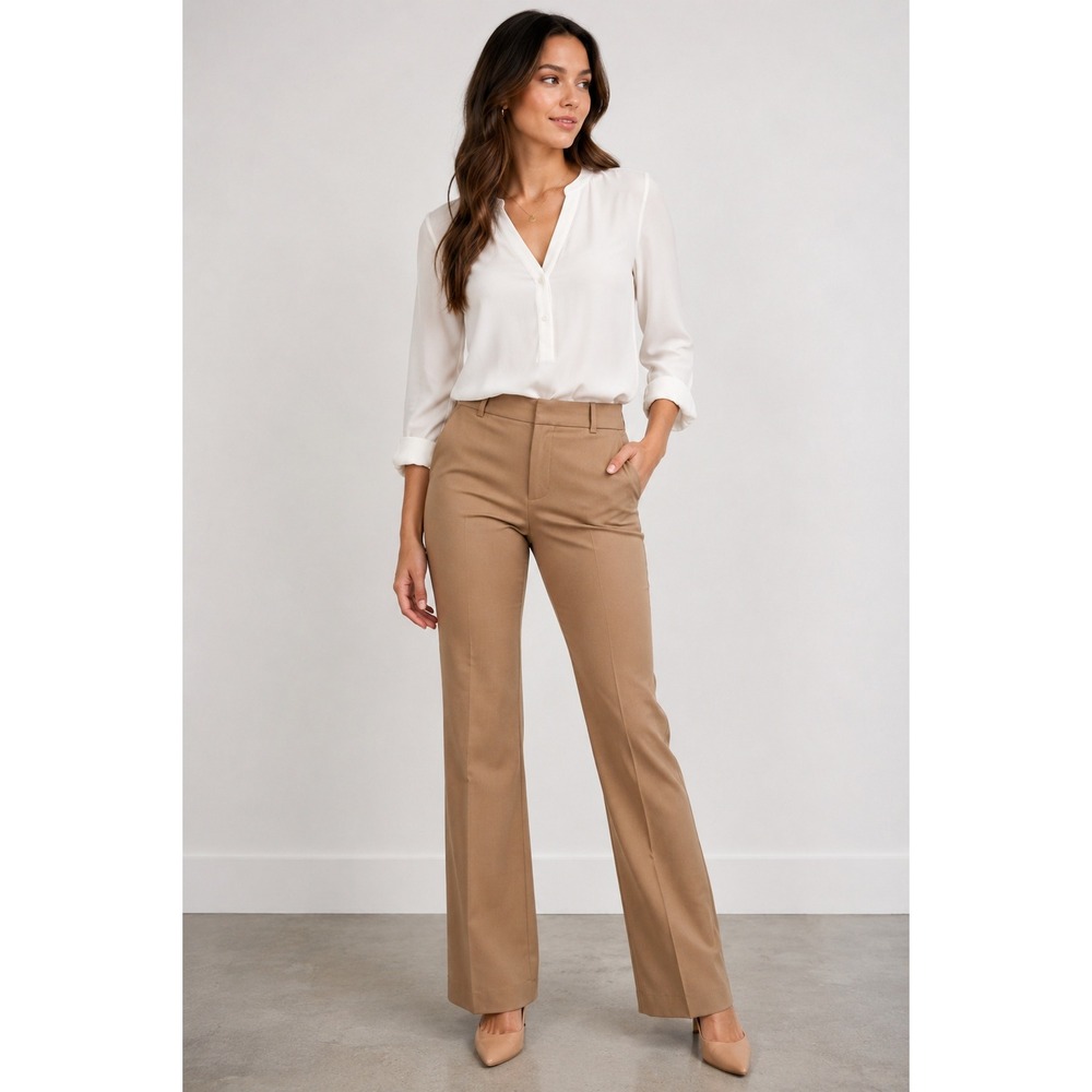 The Limited Cassidy Fit Trousers 2R Tan Bootcut Mid Rise Professional Workwear